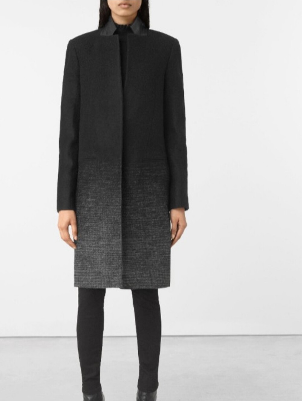 All Saints Wool Blend Coat Jacket 1 Button Closure sz S